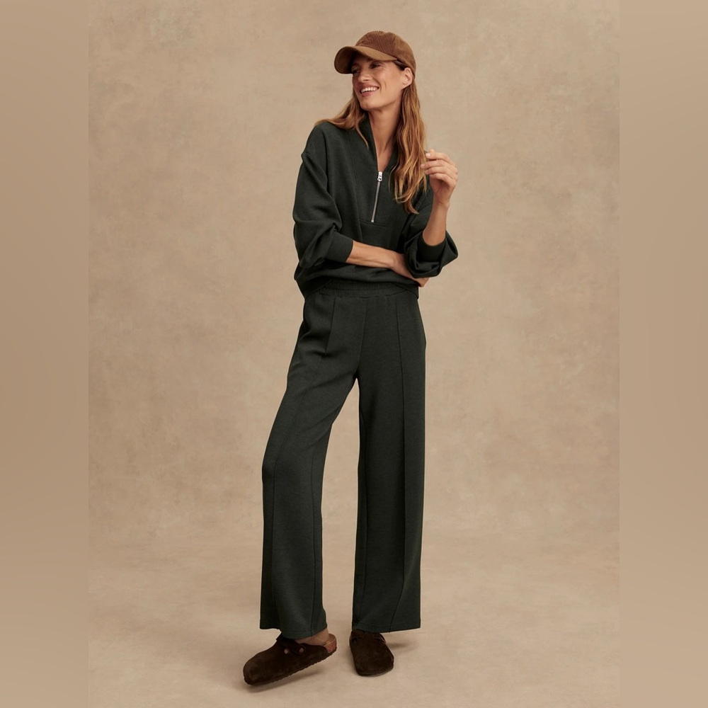 Varley The Wide Leg Pant 30" in Olive Marl, Size XXS